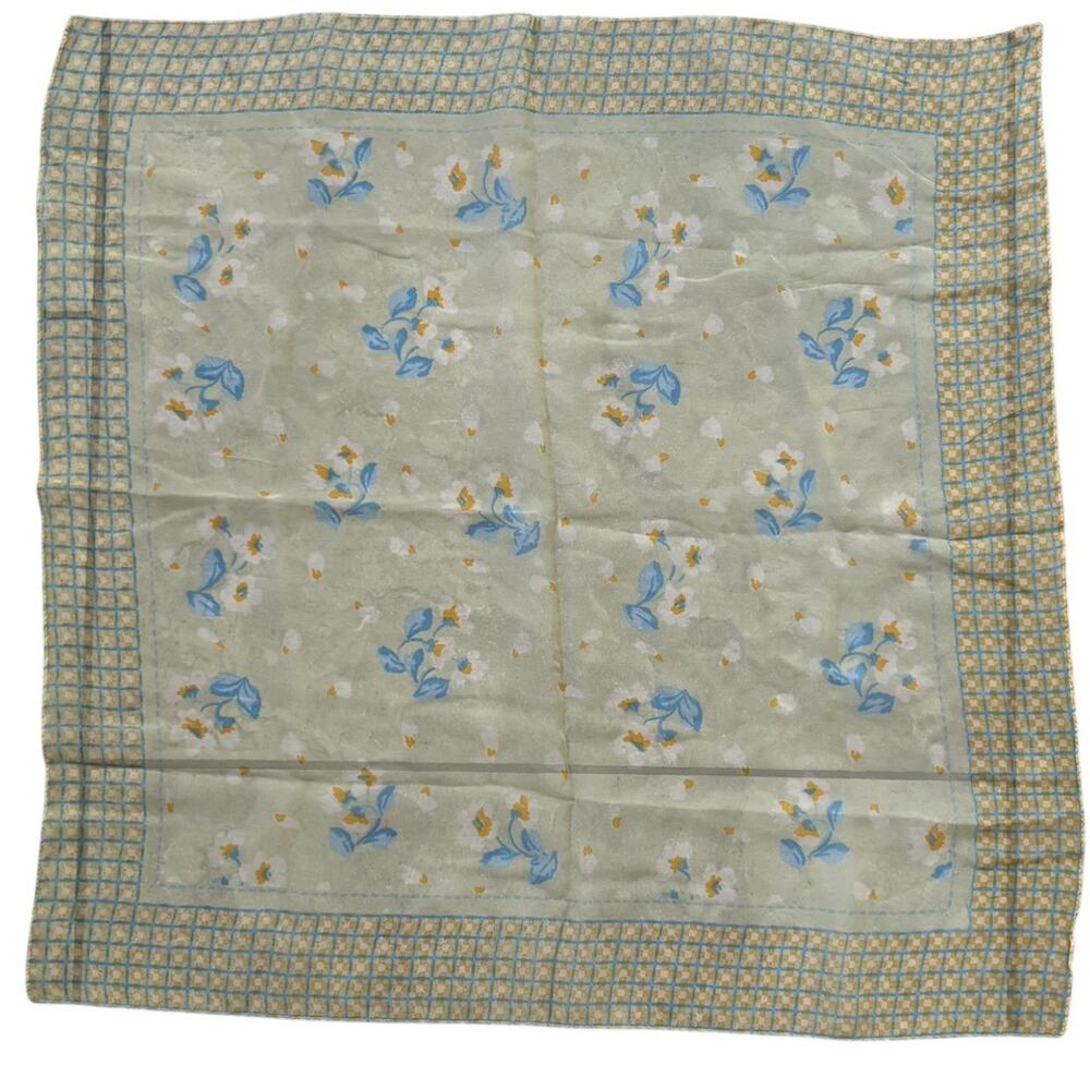 Jennifer Moore Scarf Sheer Floral multicolored 100% Silk 20" Square